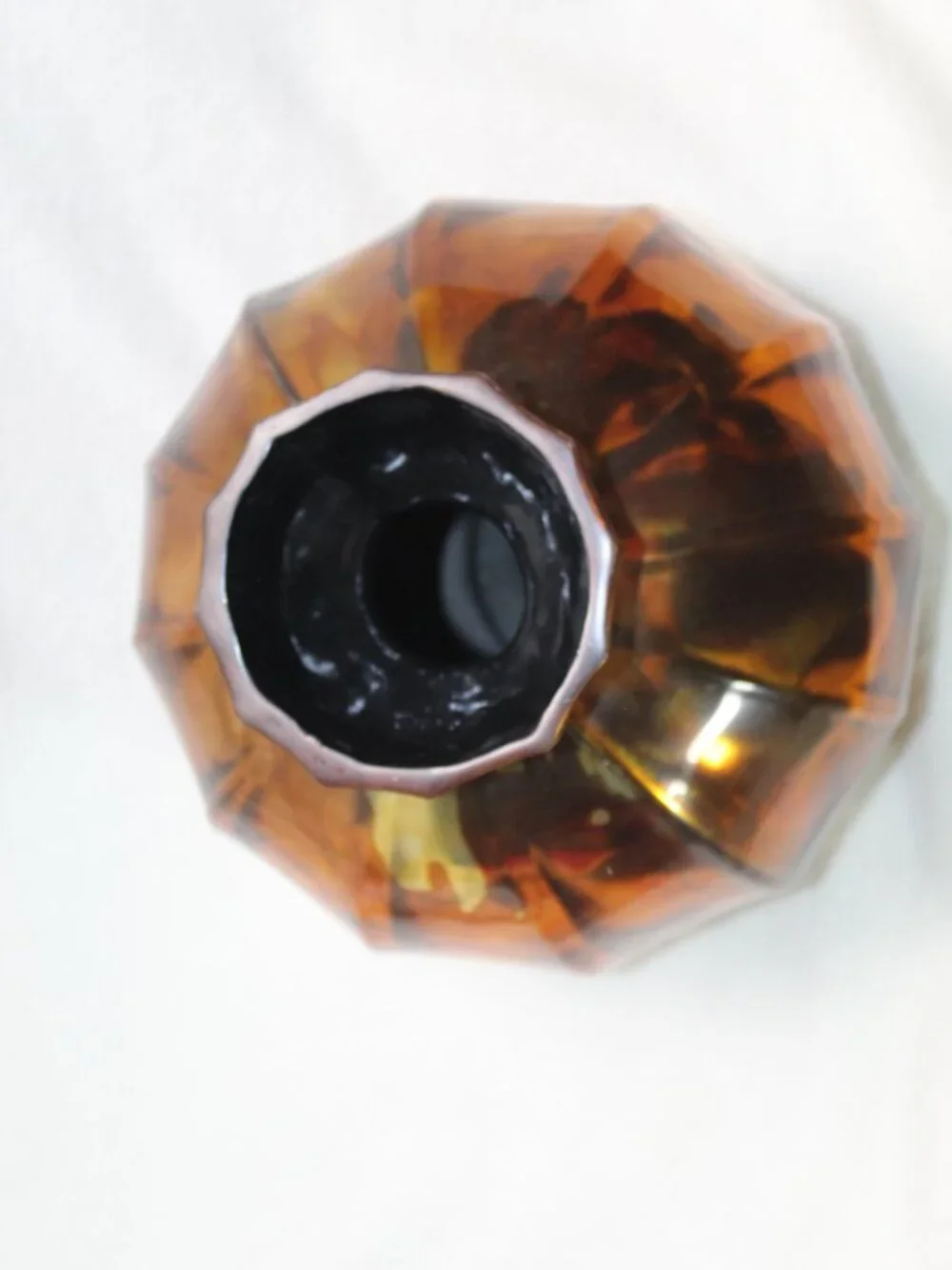 Decorative Faceted Amber Colored Collared Vase 10